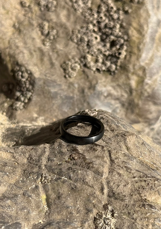 Brushed Onyx Ring (Black) 6mm