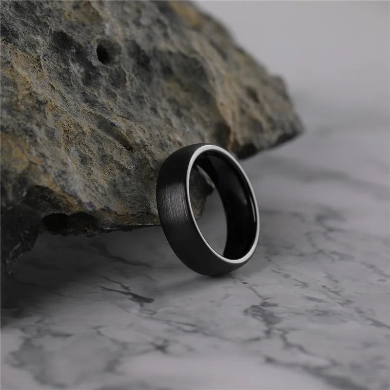 Brushed Onyx Ring (Black) 6mm