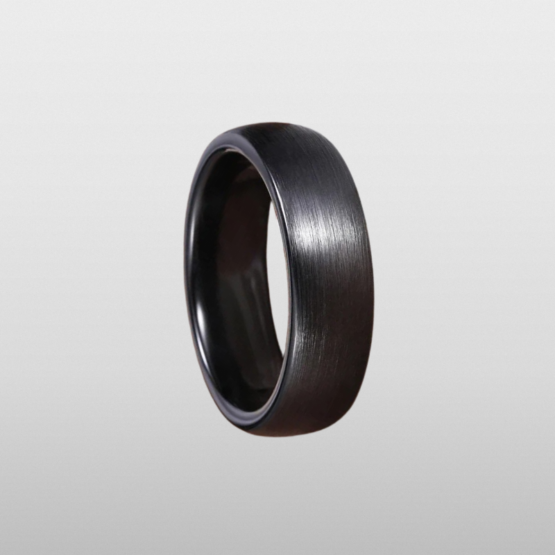 Brushed Onyx Ring (Black) 6mm