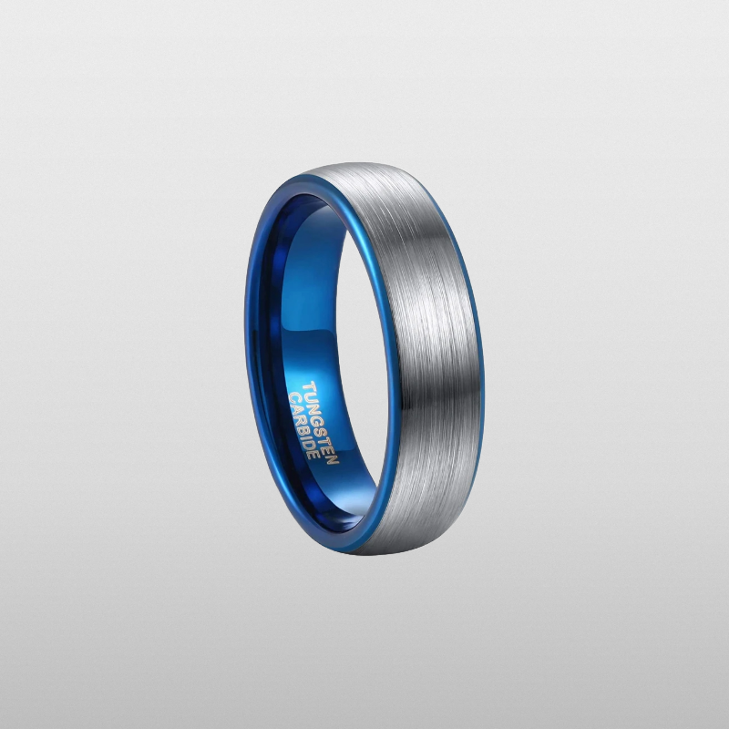 Brushed Blue Ring (Silver) 6mm