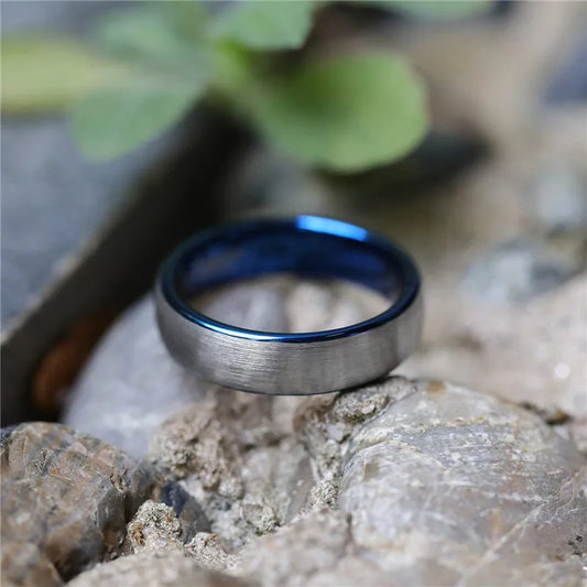 Brushed Blue Ring (Silver) 6mm